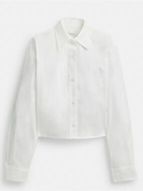 Coach Cropped White Button-Up Shirt